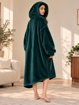 CozyGo Forest Teal — Oversized Premium Wearable Blanket | Free Size Unisex Wearable Blanket