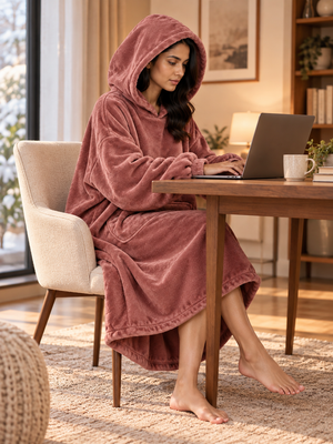 CozyGo Mauve — Oversized Premium Wearable Blanket | Free Size Unisex Wearable Blanket