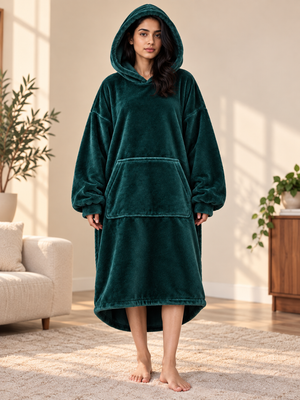 CozyGo Forest Teal — Oversized Premium Wearable Blanket | Free Size Unisex Wearable Blanket