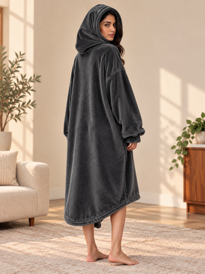 CozyGo Graphite — Oversized Premium Wearable Blanket | Free Size Unisex Wearable Blanket