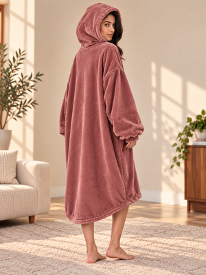 CozyGo Mauve — Oversized Premium Wearable Blanket | Free Size Unisex Wearable Blanket