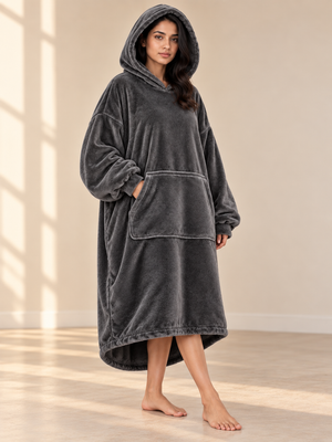 CozyGo Graphite — Oversized Premium Wearable Blanket | Free Size Unisex Wearable Blanket