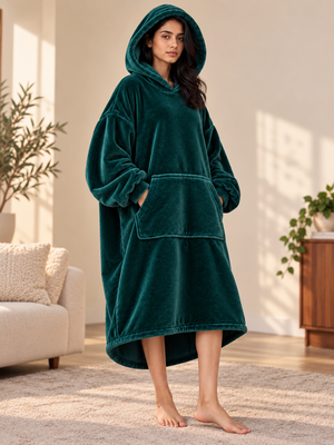 CozyGo Forest Teal — Oversized Premium Wearable Blanket | Free Size Unisex Wearable Blanket