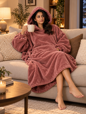 CozyGo Mauve — Oversized Premium Wearable Blanket | Free Size Unisex Wearable Blanket