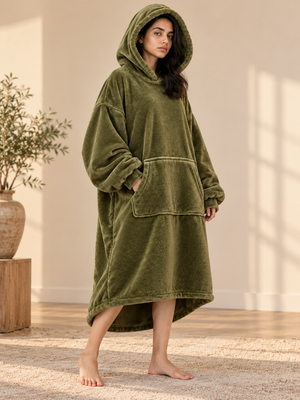 CozyGo Olive — Oversized Premium Wearable Blanket | Free Size Unisex Wearable Blanket