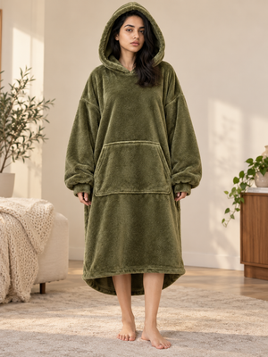 CozyGo Olive — Oversized Premium Wearable Blanket | Free Size Unisex Wearable Blanket