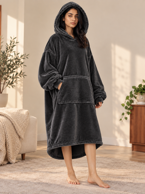 CozyGo Charcoal — Oversized Premium Wearable Blanket | Free Size Unisex Wearable Blanket